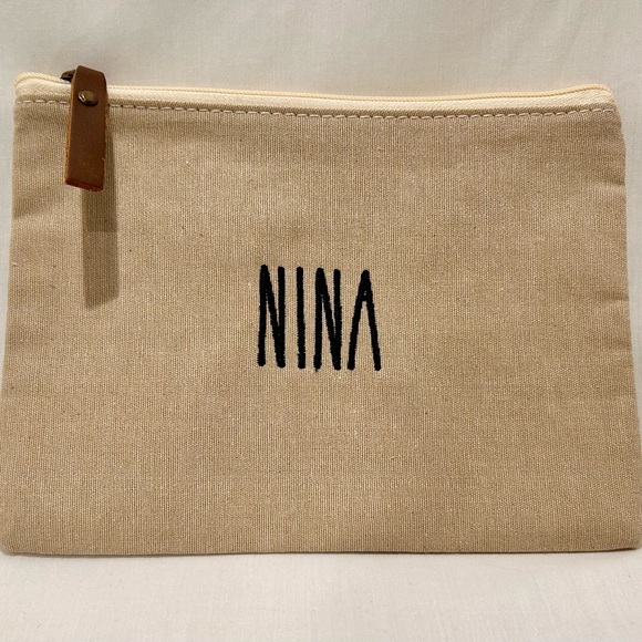 Personalized Jute Makeup Cosmetic Storage Bag Custom Embroidery - Picture 8 of 9